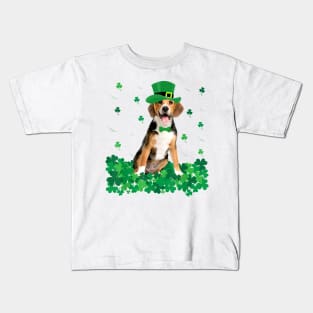 Beagle Leprechaun Lucky Shamrock St Patricks Day Kids T-Shirt